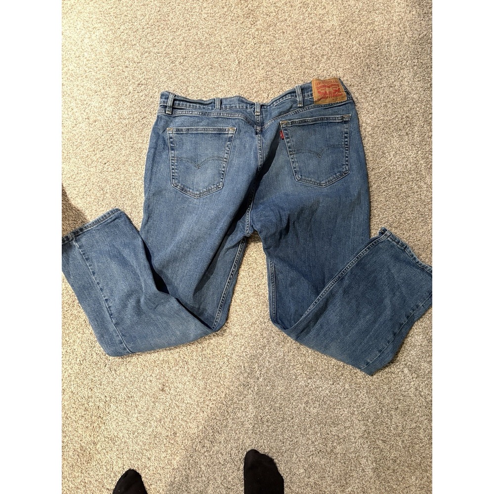 Levis 505 Regular Fit Wide Leg 42x30 Medium Wash Red Tab Blue Denim Jeans - Picture 5 of 9